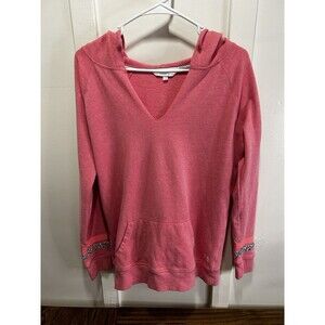 VS Victorias Secret Pink Love Sequin Sleeve Hoodie Shirt Womens Small